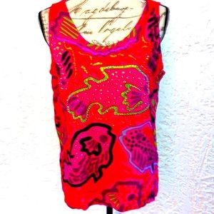 🌈Vintage Fish Embellished Colorblock Resort Tank Top